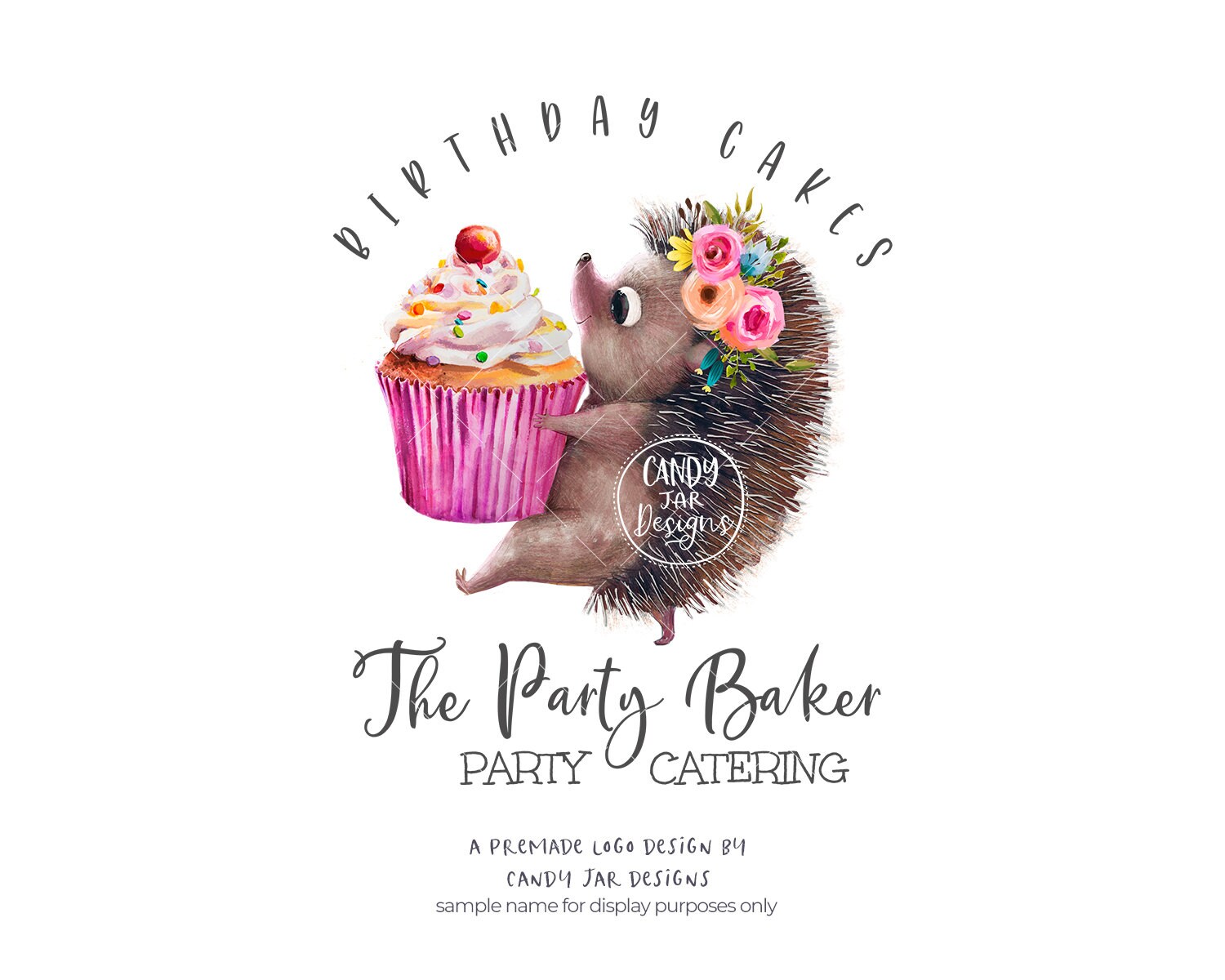 Party Baker Logo, Cupcake Bakery, Hedgehog
