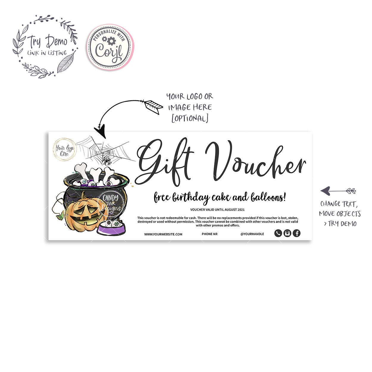 Dog Bakery Halloween Gift Voucher, Pet Gift Card - Candy Jar Studios
