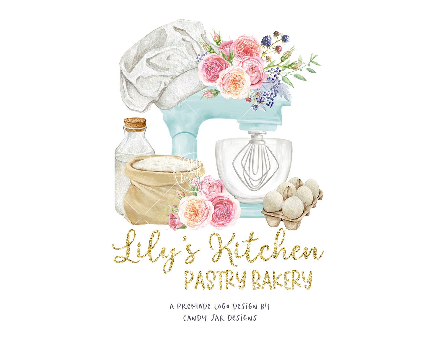 Kitchen Mixer Logo, Bakery Farmhouse Logo